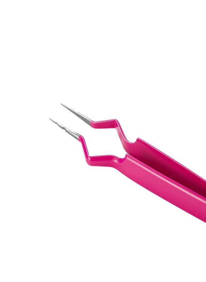 Ms.Queen Isolation Tweezers for Eyelash Extensions,V-Groove Design Precision Tip Isolation Eye Lash Tweezers,Convenient False Lash Application Tools for Lash Artist,Pink - Image 2